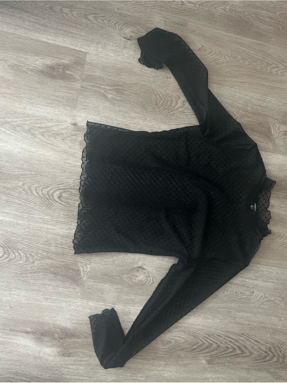 Ambiance Black Sheer Long-Sleeve Mesh Top